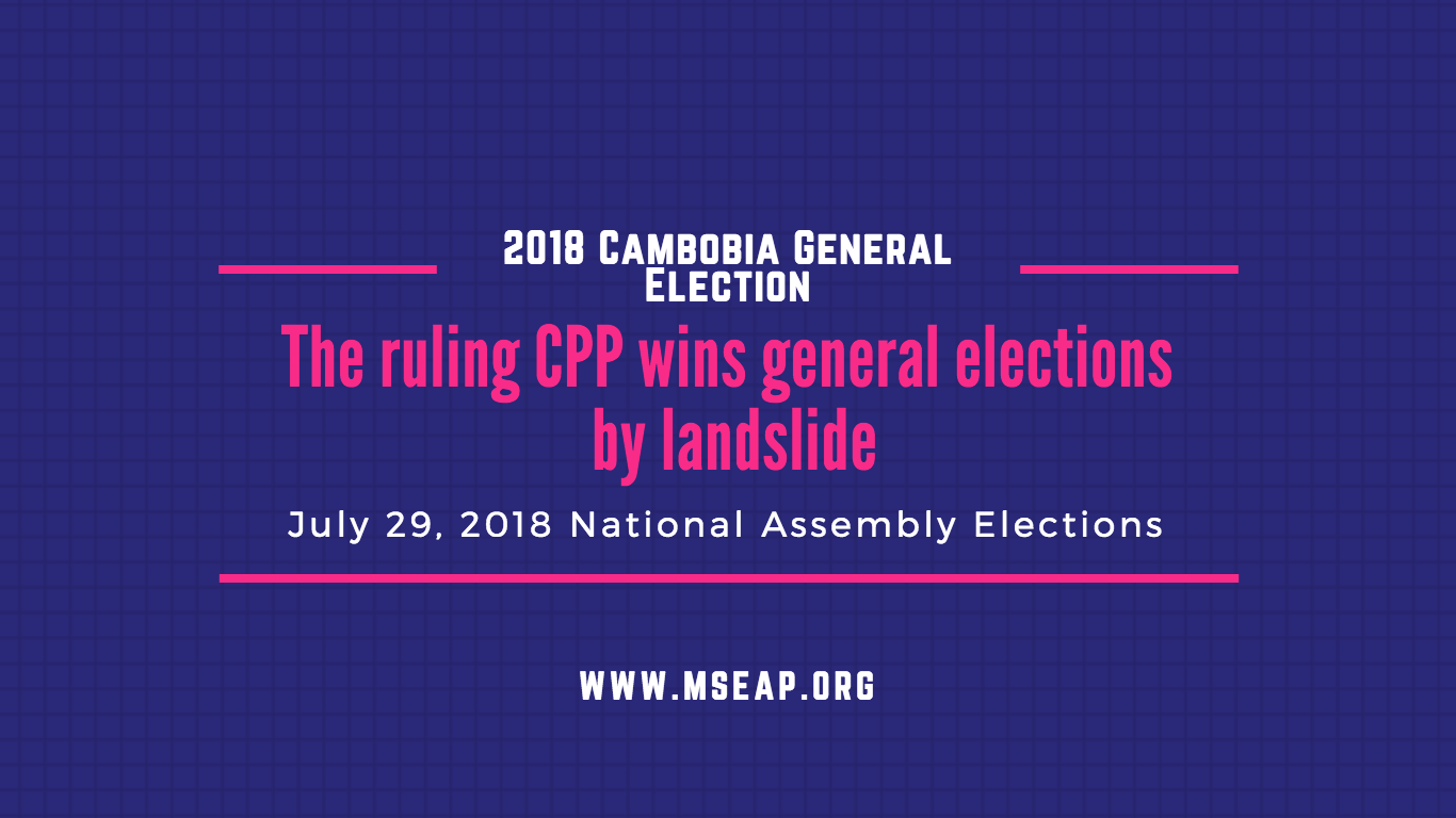 The ruling CPP wins 2018 Cambodia general elections