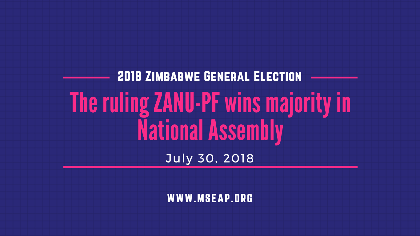 The ruling Zanu-PF wins majority in Zimbabwean National Assembly