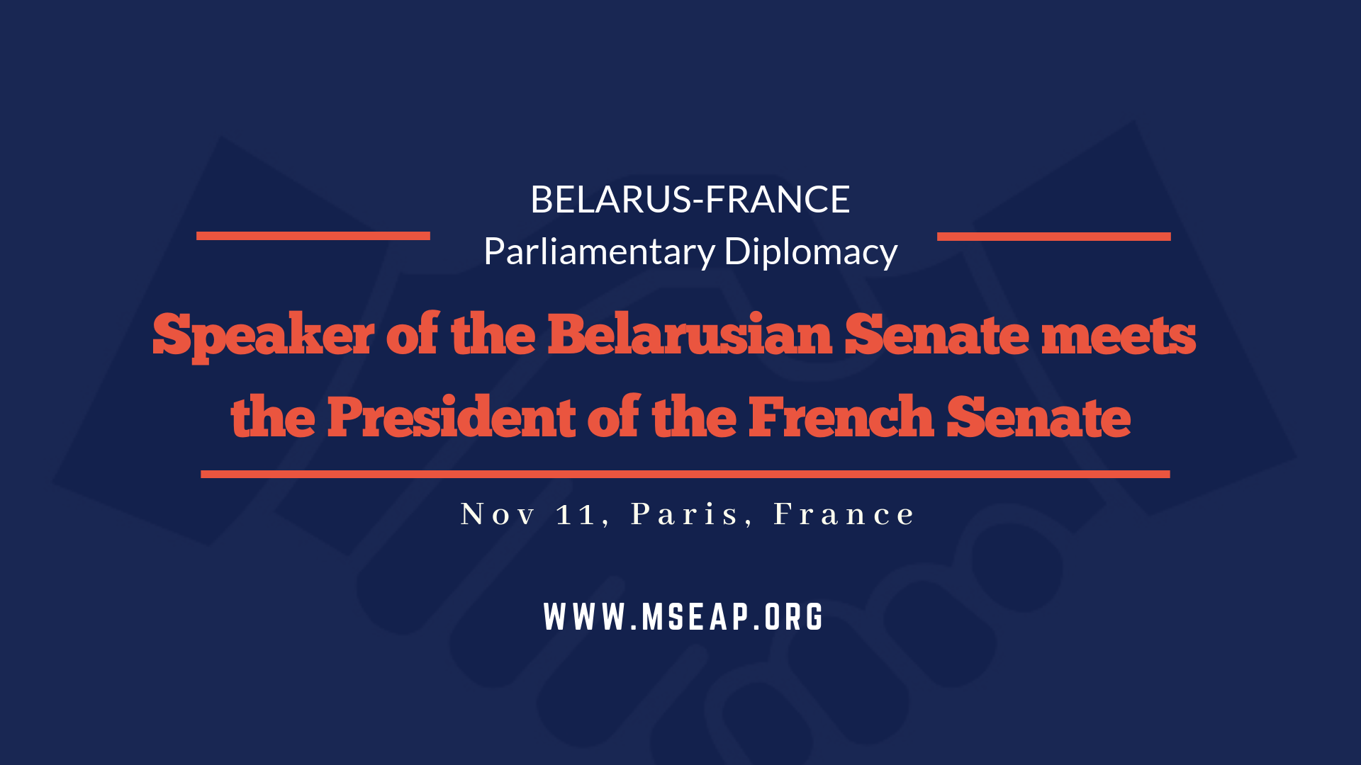 Speaker of the upper house of Berlarusian parliament meets the president of the French Senate in Paris